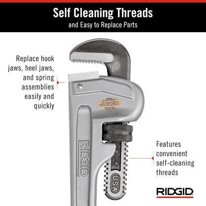 RIDGID 31095 Model 814 알루미늄 직선 배관 파이프 렌치 14인치 2인치 파이프용 6번 사진