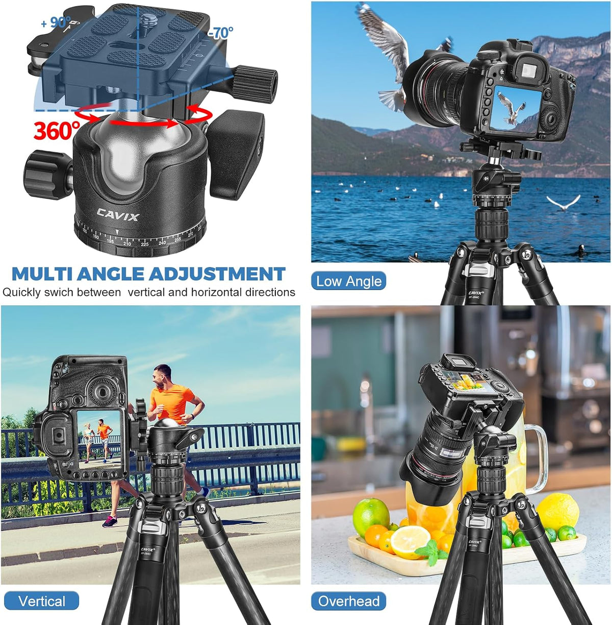 CAVIX H-36F 삼각대 헤드 36mm 볼헤드 Arca Swiss 33lb/15kg 8번 사진