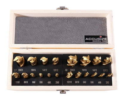 Accusize Industrial Tools H.S.S. 엔드밀 세트 TiN 코팅 멀티플루트 인치 메트릭 2번 사진