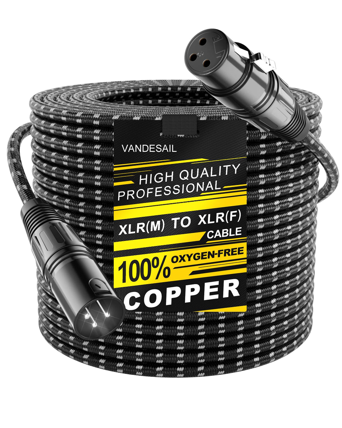 VANDESAIL XLR 마이크 케이블 25 FT 24AWG 산소무함유 구리 이중 차폐 나일론 브레이드 17번 사진
