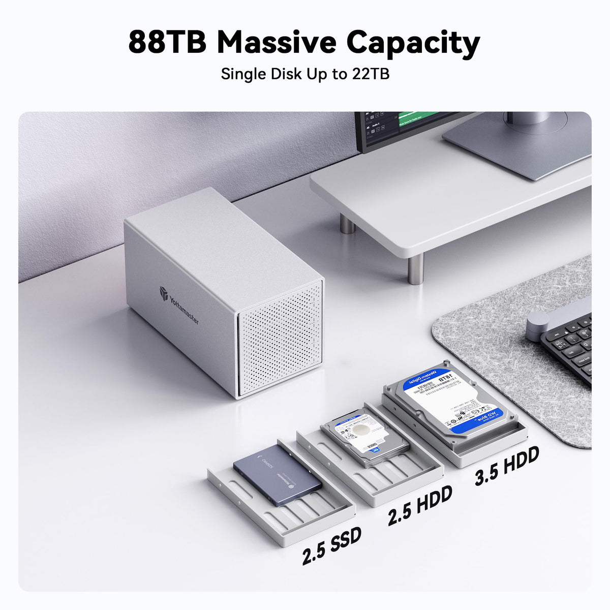 Yottamaster 5베이 USB C 알루미늄 RAID 하드 드라이브 인클로저 PS400 500C3 5번 사진