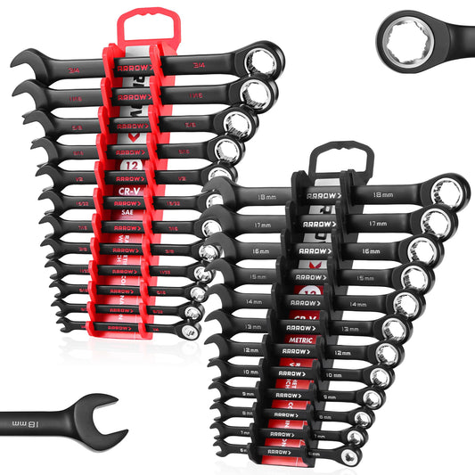 Arrow Fastener 라쳇 렌치 세트 12종 6~18mm 72톱니 CRV 강철 자석 공구 홀더 1번 사진