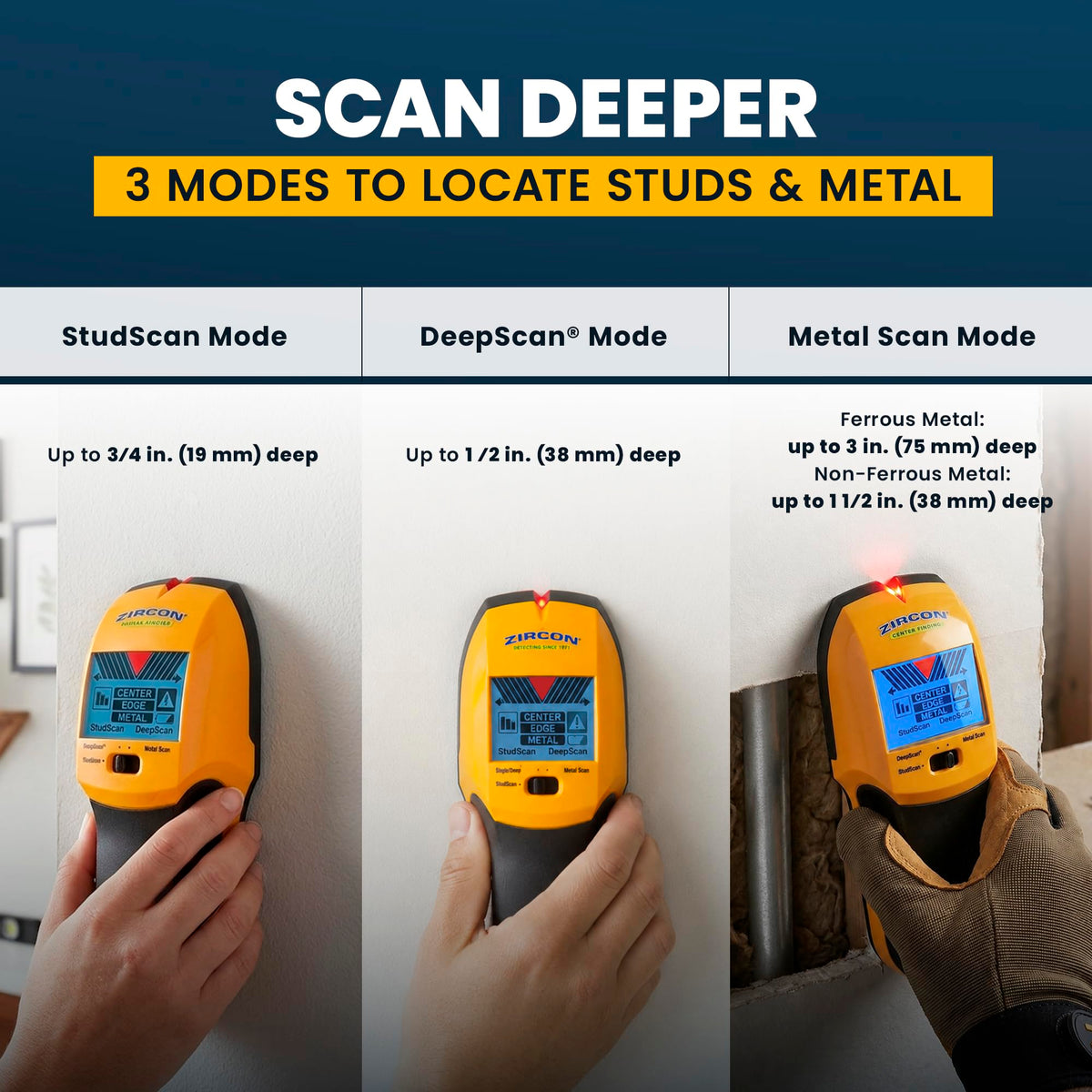 Zircon Multiscanner 벽체 탐지기 목재 스터드 금속 스터드 철근 전선 탐지 4번 사진