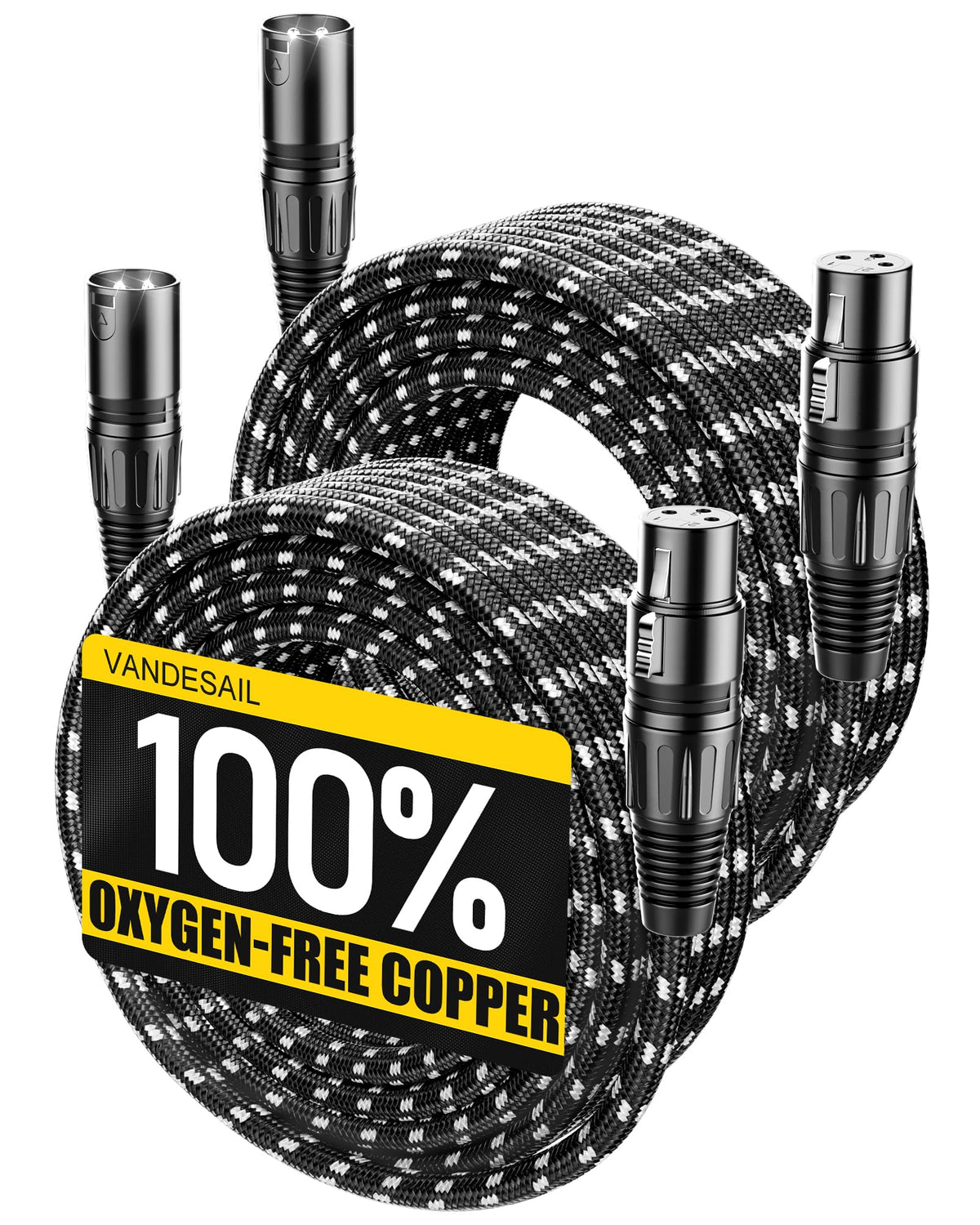 VANDESAIL XLR 마이크 케이블 25 FT 24AWG 산소무함유 구리 이중 차폐 나일론 브레이드 12번 사진