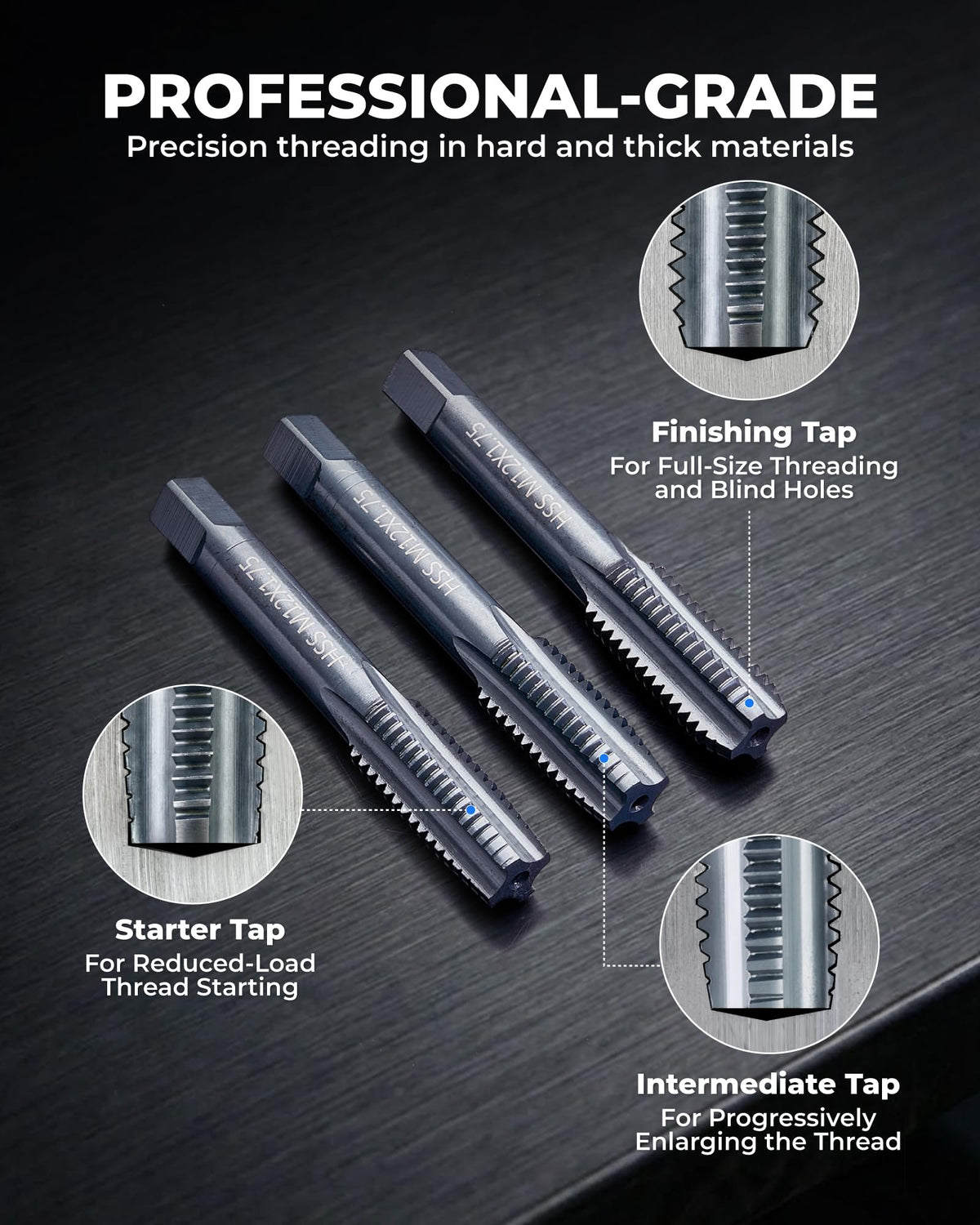 toolant 래칫식 탭 앤 다이 세트 127pcs 나사 가공용 드릴비트 포함 SAE 미터법 더블 레이어 공구함 2번 사진
