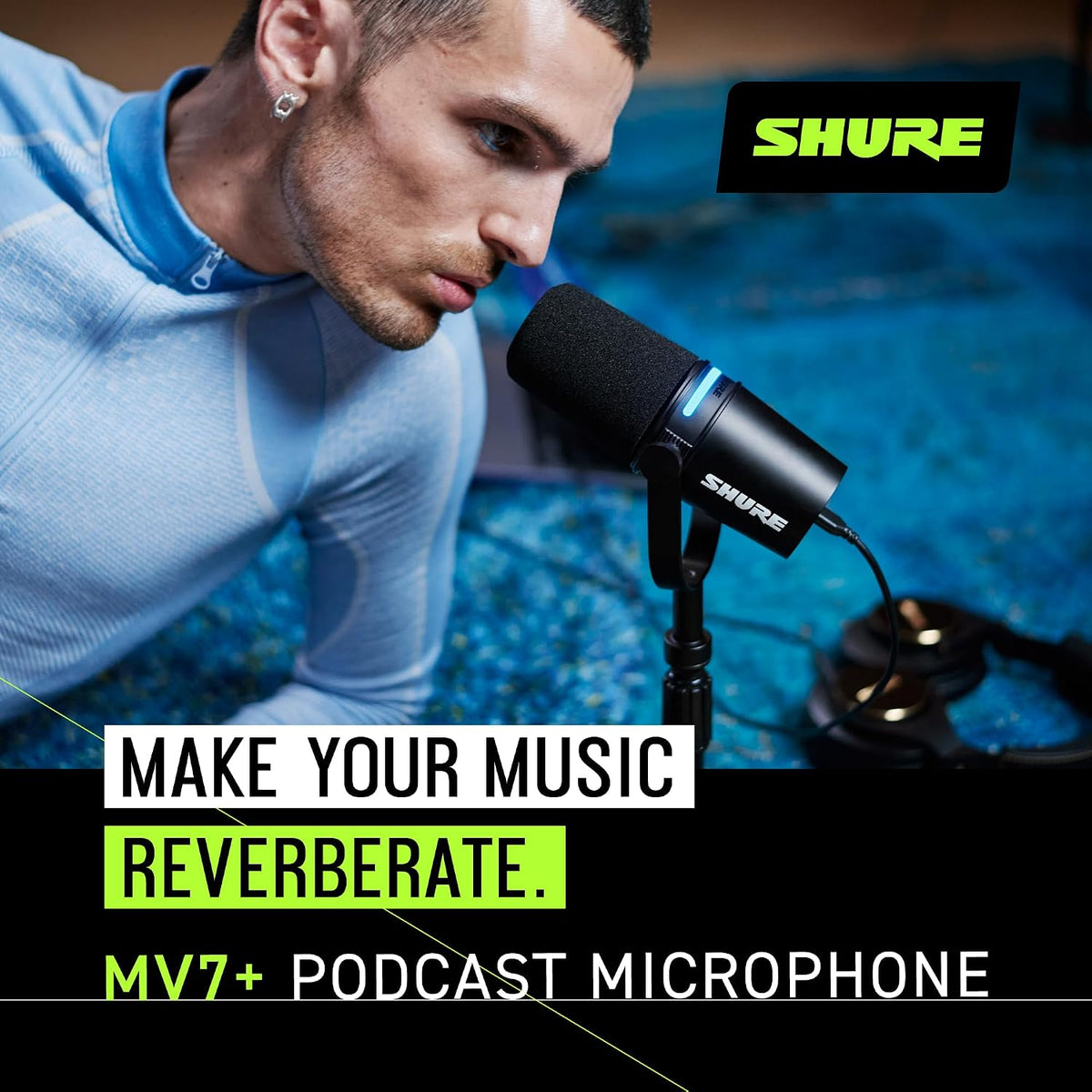 Shure 마이크 MV7+ USB-C XLR 팟캐스트 다이나믹 마이크 스탠드 포함 블랙 5번 사진