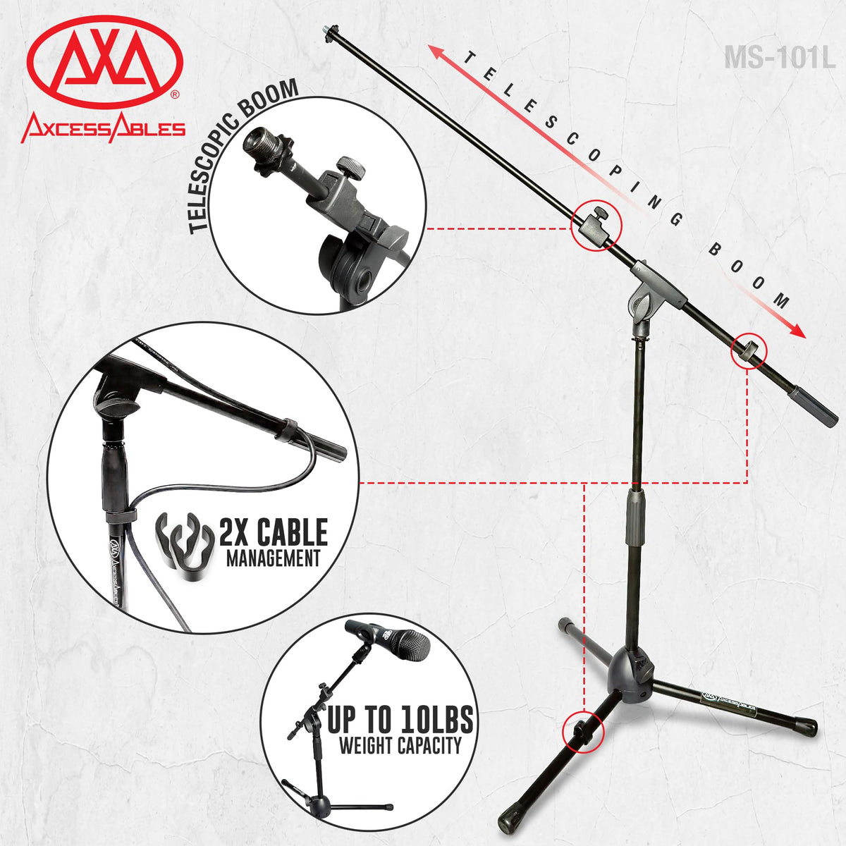 AXA AXCESSABLES MS-101L 저상형 붐 마이크 스탠드 2PACK 3번 사진