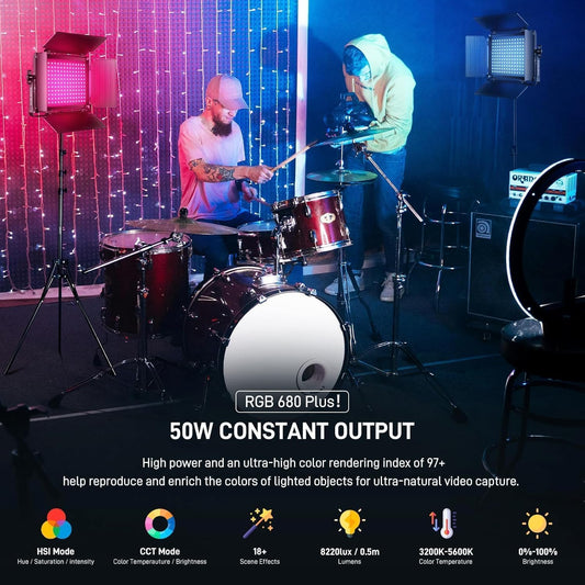 GVM Great Video Maker 680RS RGB LED 비디오 라이트 50W 3개 세트 2번 사진