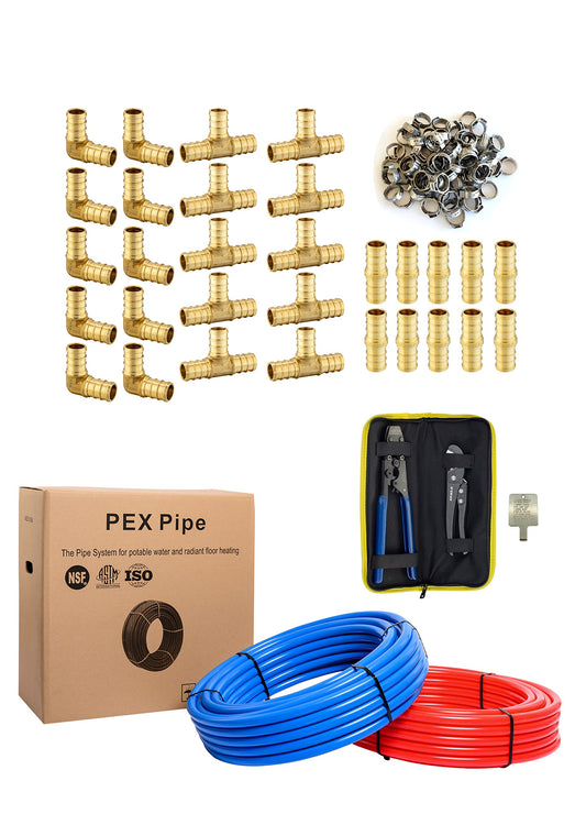 EFIELD PEX-B 배관 파이프 1/2인치 200피트 피팅 세트 파이프 절단기 1번 사진