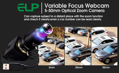ELP 5-50mm 가변 초점 렌즈 1080P USB 카메라 IMX323 H.264 2번 사진