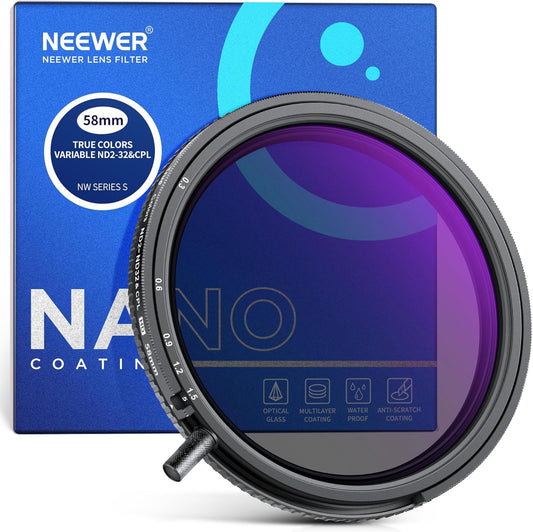 NEEWER 58mm True Colors 가변 ND2-ND32 CPL 2in1 필터 1번 사진