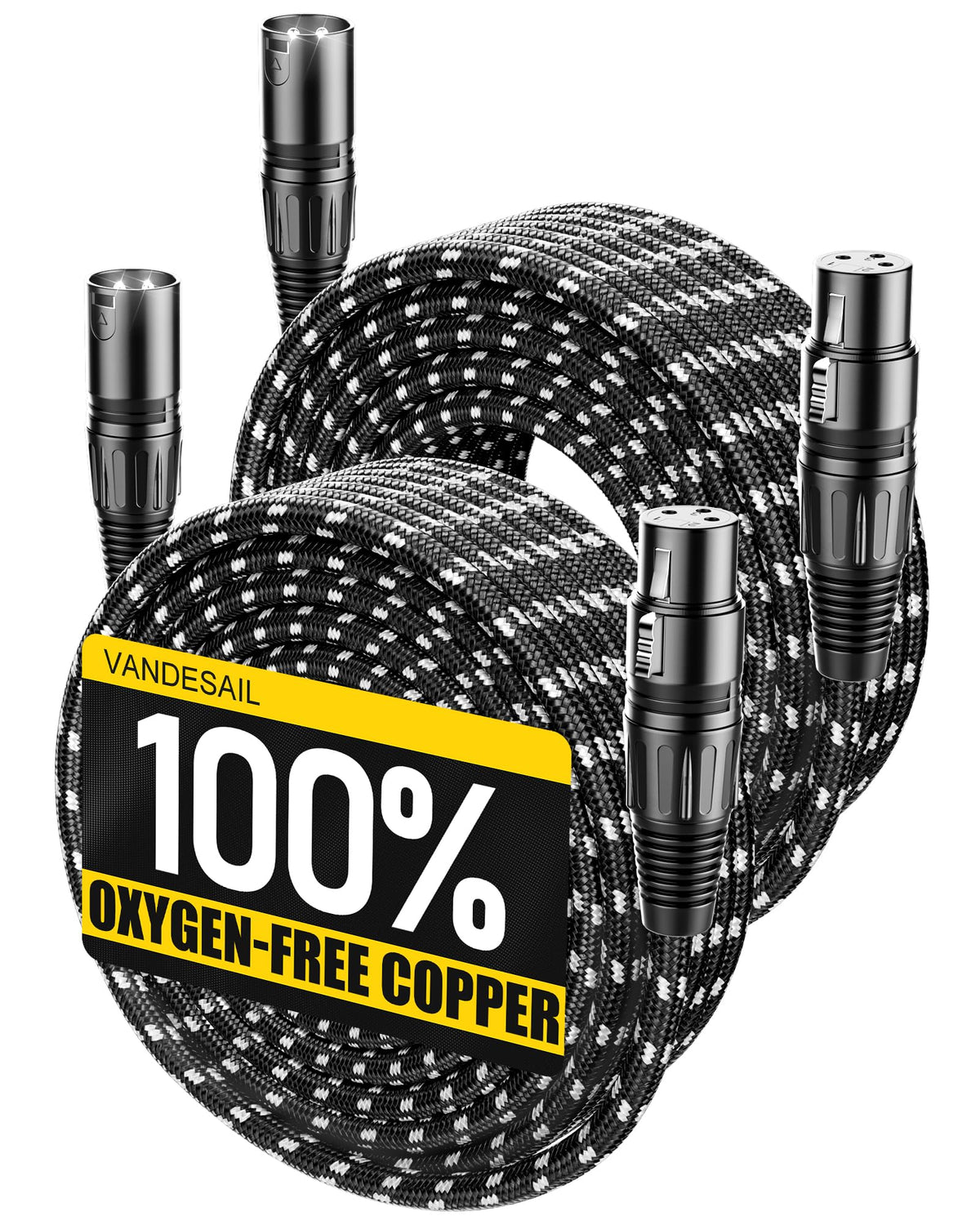 VANDESAIL XLR 마이크 케이블 25 FT 24AWG 산소무함유 구리 이중 차폐 나일론 브레이드 13번 사진