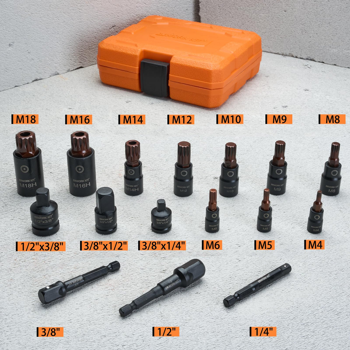 ALWORKKIT 1/2인치 드라이브 임팩트 소켓 세트 29피스 Cr-V-M 스틸 4번 사진