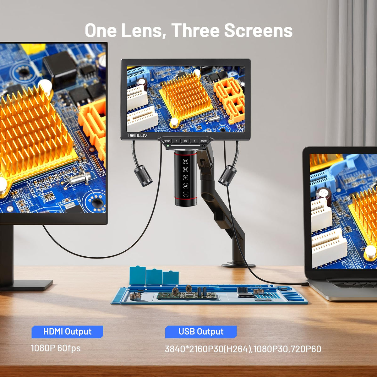 TOMLOV 디지털 현미경 플렉스 암 HDMI 10.1인치 자동초점 모니터 3K 동전 확대경 64G 9번 사진