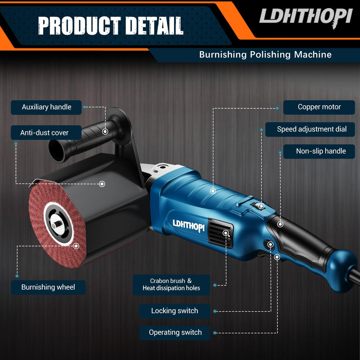 LDHTHOPI 1800W 버니싱 폴리싱 머신 스테인리스 비철금속 750-3100RPM 6번 사진