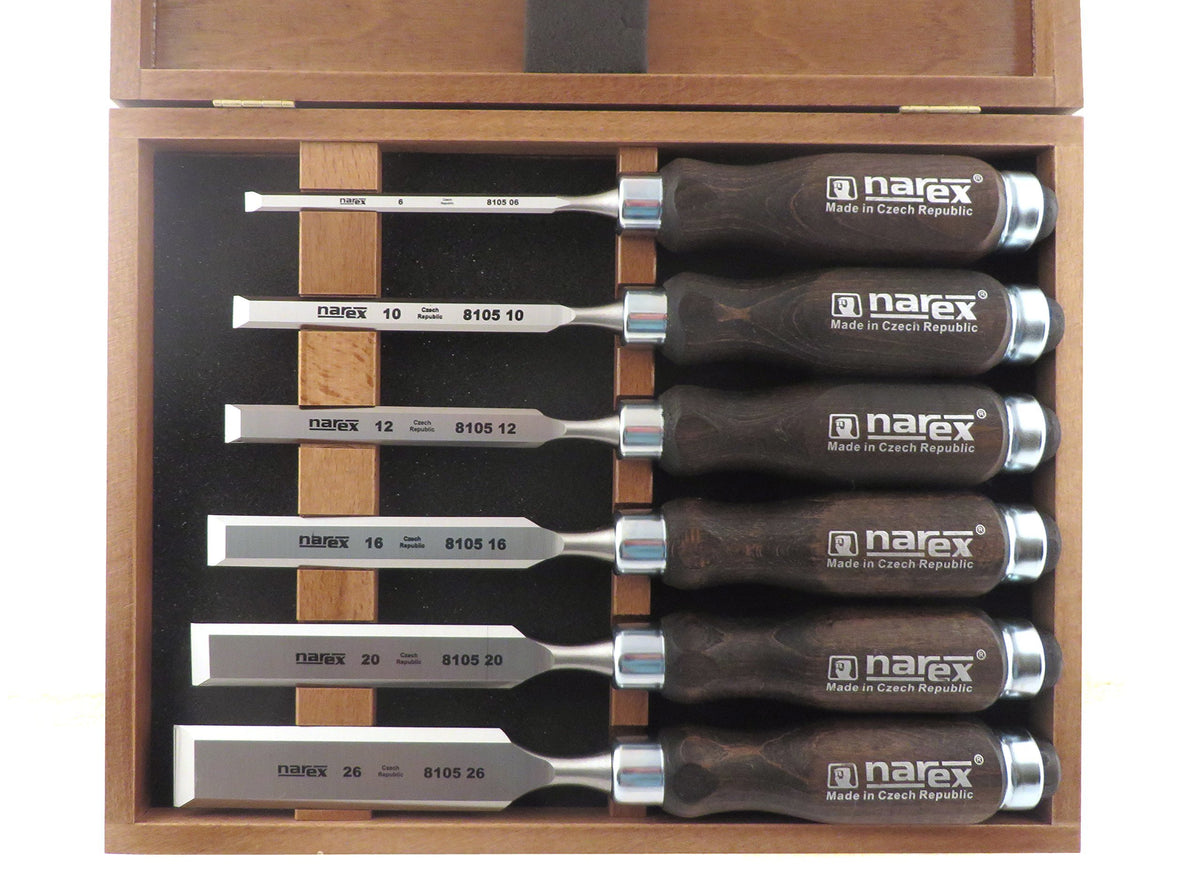 Narex 목공용 크롬망간강 끌 6개 세트 6~26mm (원목 보관함, 853053) 2번 사진