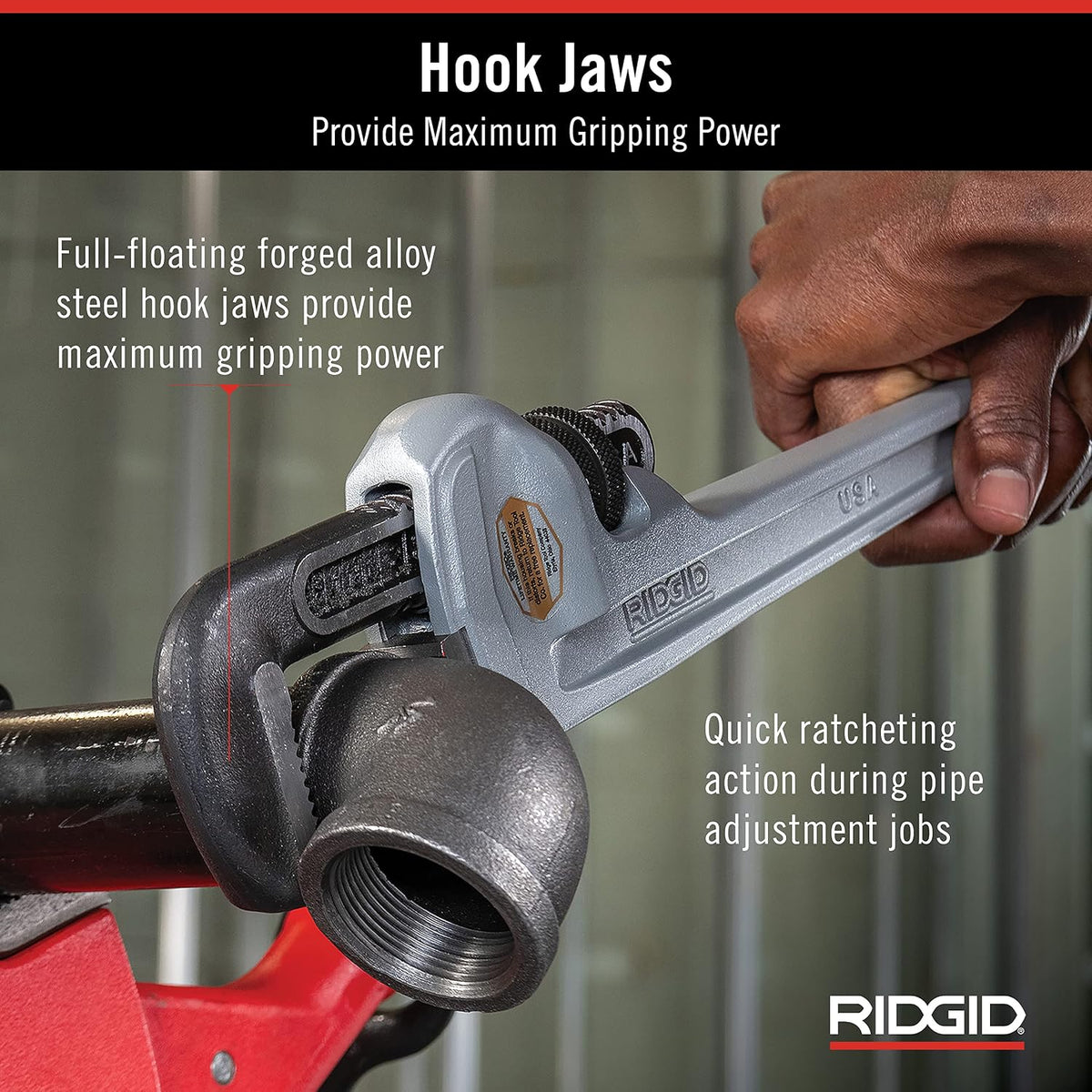 RIDGID 31095 Model 814 알루미늄 직선 배관 파이프 렌치 14인치 2인치 파이프용 5번 사진