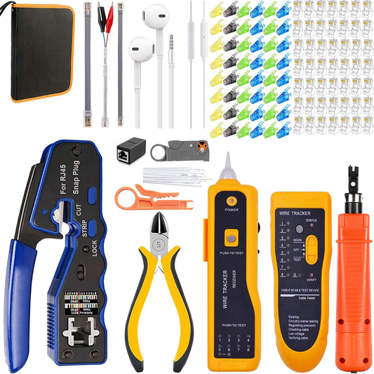 LEATBUY-TECH CAT5 압착 공구 세트 RJ45 RJ11 RJ12 CAT6 Cat5e 랜케이블 테스터 포함 1번 사진