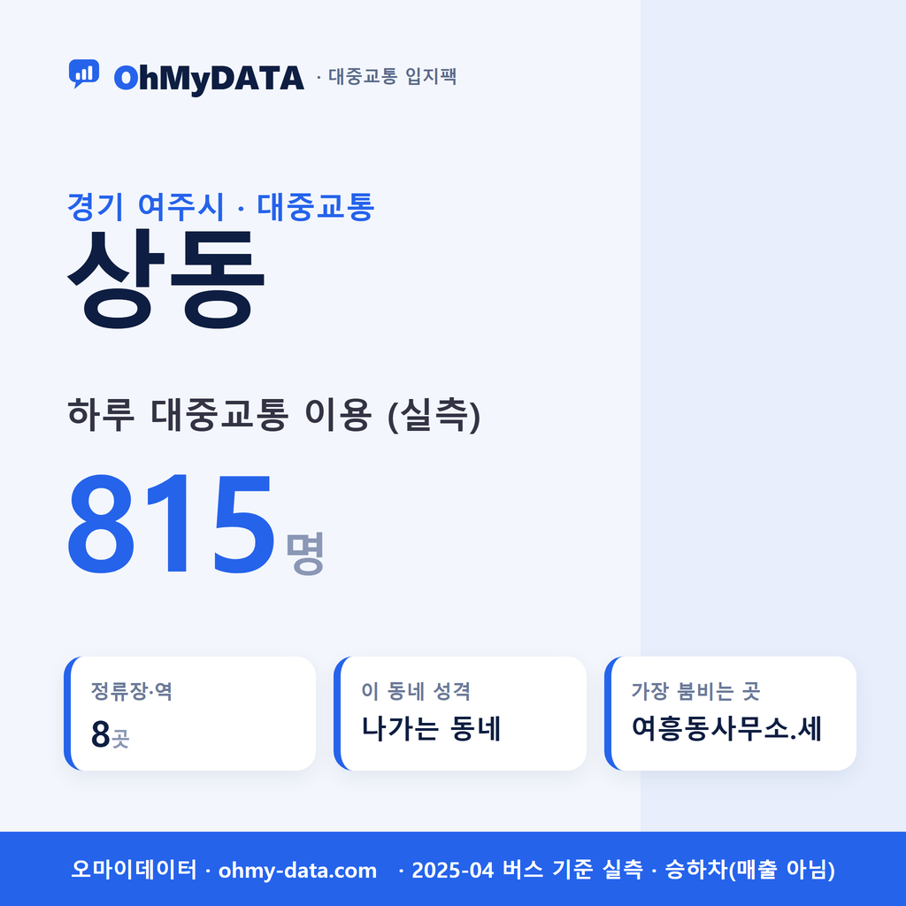상동 대중교통 입지팩 표지